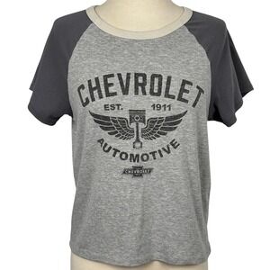 Chevrolet Girls XL 14-16 Graphic Tee Gray Raglan GM Licensed